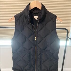 J. Crew Black Quilted Puffer Vest with Zipper